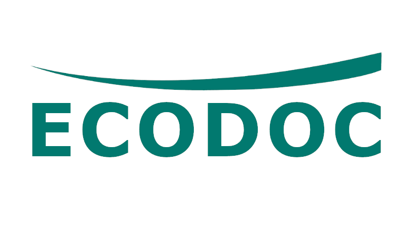 Logo ECODOC : les mots ECODOC surmonté d'une virgule comme celle du logo URFIST. Le tout en vert.